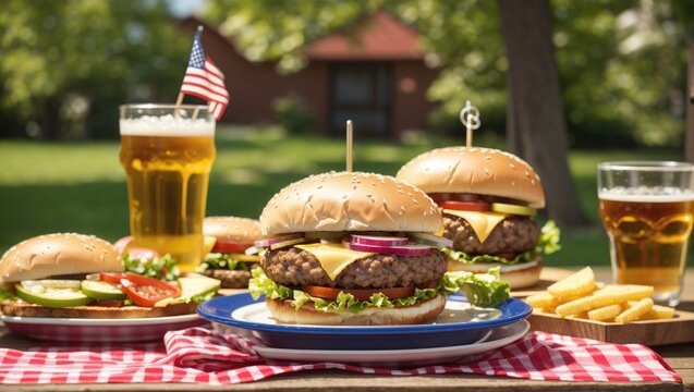 "Savoring Summer: Burgers and Brews on a Sunny 4th of July Picnic"