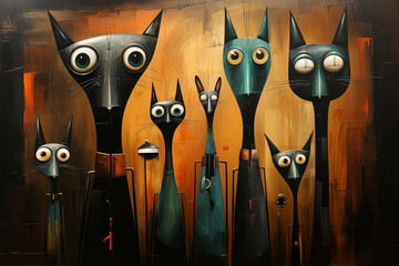 Funny Animals Painted Image Using High Gloss Lacquer - Generative Ai