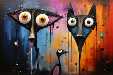 Funny Animals Painted Image Using High Gloss Lacquer - Generative Ai