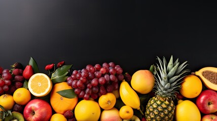Tropical fruit background template - obrazy, fototapety, plakaty