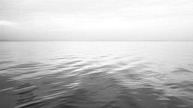 A serene monochromatic image of a peaceful water landscape