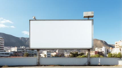 Fototapeta premium white empty advertising billboard on the street.