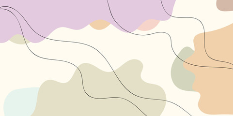 Abstract shapes, organic forms, pastel colors, gentle curves, minimalist design, fluid lines, seamless pattern, delicate outlines, subtle gradients, light lavender background