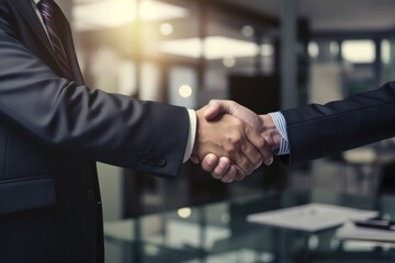 Businessman handshake close up 
