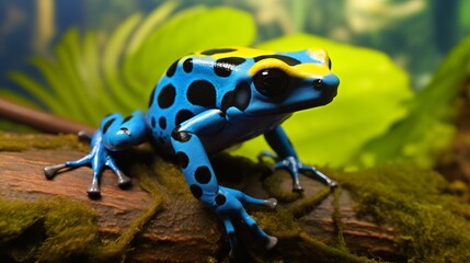 Blue Poison Dart Frog in its Natural Habitat