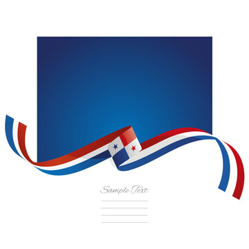 Panama flag vector. World flags and ribbons. Panamanian flag ribbon on abstract color background
