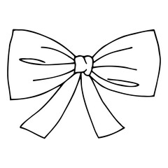 Vector illustration of bow ribbon. Holiday decoration, packaging, invitation elements for sale, shopping, birthday party, Valentine's Day or wedding design. Symbol of a surprise gift for a holiday ann