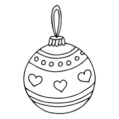 Vector Christmas doodle ball background. Cute hand drawn childish invitation, greeting card. Holiday linear illustration for print, web