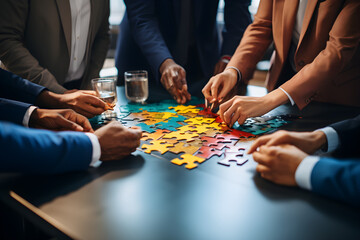 Synergistic Office Puzzle Solvers, Diverse Corporate Team Building Unity and Collaboration