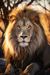 Fototapeta premium Animal photography. Lion in nature.