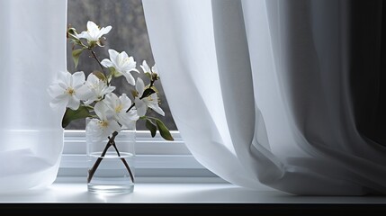 flowers on the window in a vase.