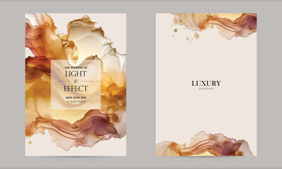 autumn brown orange gold abstract luxury background template layout for beauty fashion make up cosmetics business, abstract vector paint ink splash