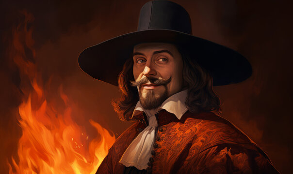 Fictional portrait of Guy Fawkes now celebrated through bonfire night in the UK