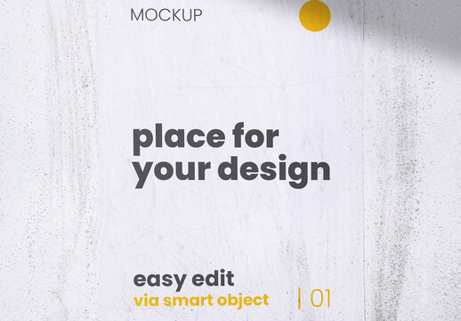 Paper Glue to Wall Vertical Poster Mockup