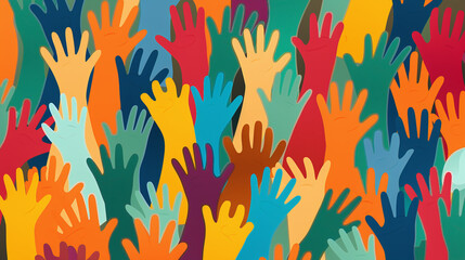 colorful hands background as symbol for teamwork