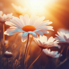 flowers in the sunset. IA Generativa