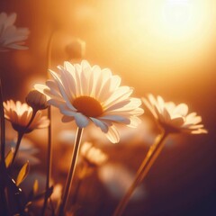 flowers in the sunset. IA Generativa