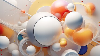 Abstract composition of spheres. Frozen dynamic form. Abstraction for graphic design.