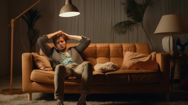 Resigned man on the sofa