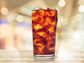 A glass of tasty sweet coke with ice