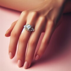 diamond engagement ring with flower for wedding background