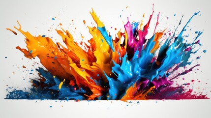 Bold and contrasting color combinations in paint splashes on a light background. AI generated