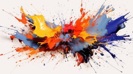 Abstract and artistic paint splashes on a white background. AI generated