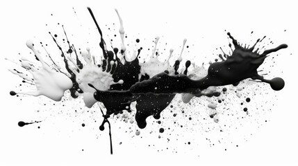 Bold black paint splashes on a white background. AI generated