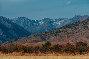 Beautiful mountain landscape in Kyrgyzstan in autumn