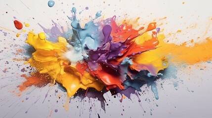 Harmonious and balanced color combinations in paint splashes on a light background. AI generated - obrazy, fototapety, plakaty