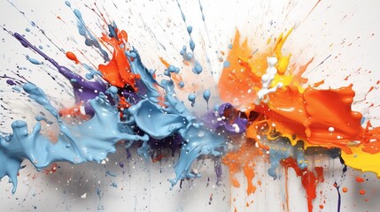 High-energy and expressive paint splashes on a light background. AI generated