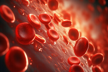 red blood cells flowing through vein, generative ai