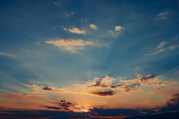 Colorful sky at sunset light