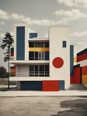 Modern Bauhaus-inspired house illustration