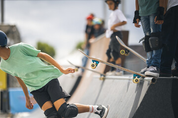 Skateboarder in mid-air trick - extrim sport