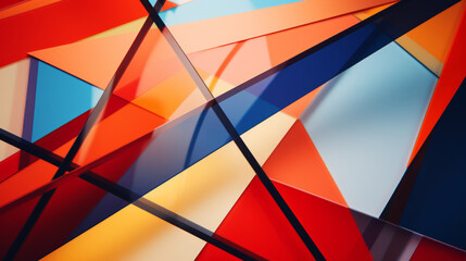 A vibrant and dynamic artwork with a burst of colors and abstract forms