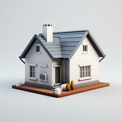 3d model of a house with a chimney