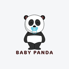 baby panda logo design vector