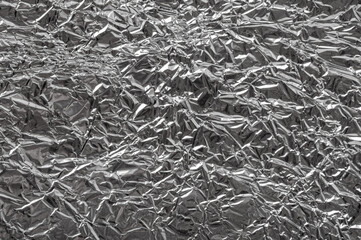 Aluminum Foil Texture Background, Wrinkled Aluminium Paper Pattern, Crumpled Tin Material Banner
