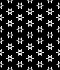 Black and white seamless pattern texture. Greyscale ornamental graphic design. Mosaic ornaments. Pattern template. Vector illustration. EPS10.