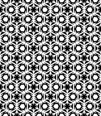 Black and white seamless pattern texture. Greyscale ornamental graphic design. Mosaic ornaments. Pattern template. Vector illustration. EPS10.