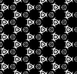 Black and white seamless pattern texture. Greyscale ornamental graphic design. Mosaic ornaments. Pattern template. Vector illustration. EPS10.