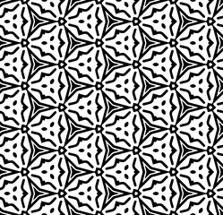 Black and white seamless pattern texture. Greyscale ornamental graphic design. Mosaic ornaments. Pattern template. Vector illustration. EPS10.