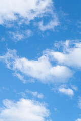 Obraz premium Blue Sky with White Clouds, Sunny Cloudy Sky Texture Background, Fluffy Clouds Pattern, Sunny Cumulus