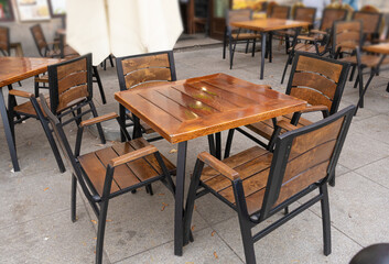 Street Restaurant Table, Empty Cafe Tables, Bar Terrace, Outdoor Restaurants, Outside Trattoria