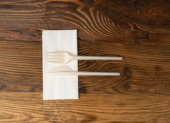 Disposable Cutlery, Plastic Forks, Bamboo Table Setting for Picnic, Recycle Reusable Utensil