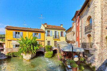 Beautiful impressions in the mill village of Borghetto on the river Minico, in the south of Lake Garda, in Veneto, Italy.