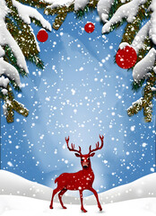 Festive Deer in Winter Wonderland Christmas Card
