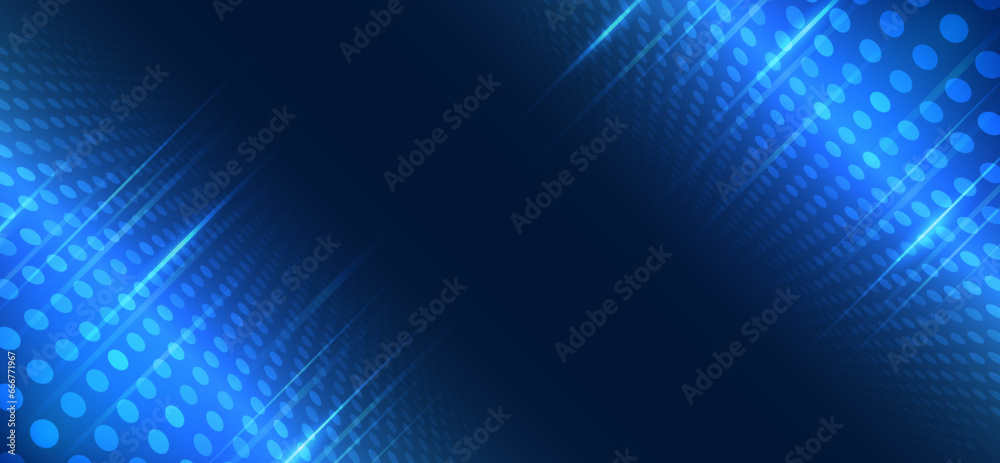 Aufkleber Modern high-tech background for presentations and websites. Abstract background with glowing circle dynamic lines. Futuristic red-blue stripes in the form of a fast tunnel, moving stars.
