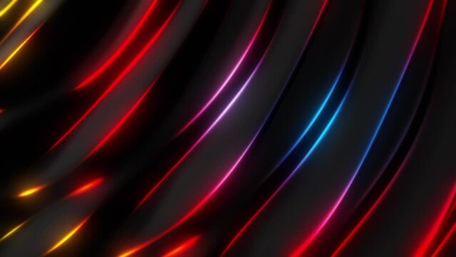 This stock motion graphic  video of Rainbow Waves Background  with gentle overlapping curves on seamless loops.